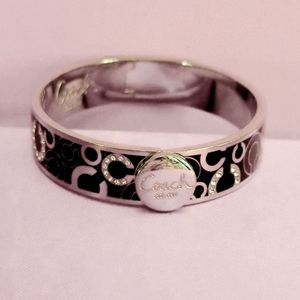 Coach black and silver hinged Bracelet